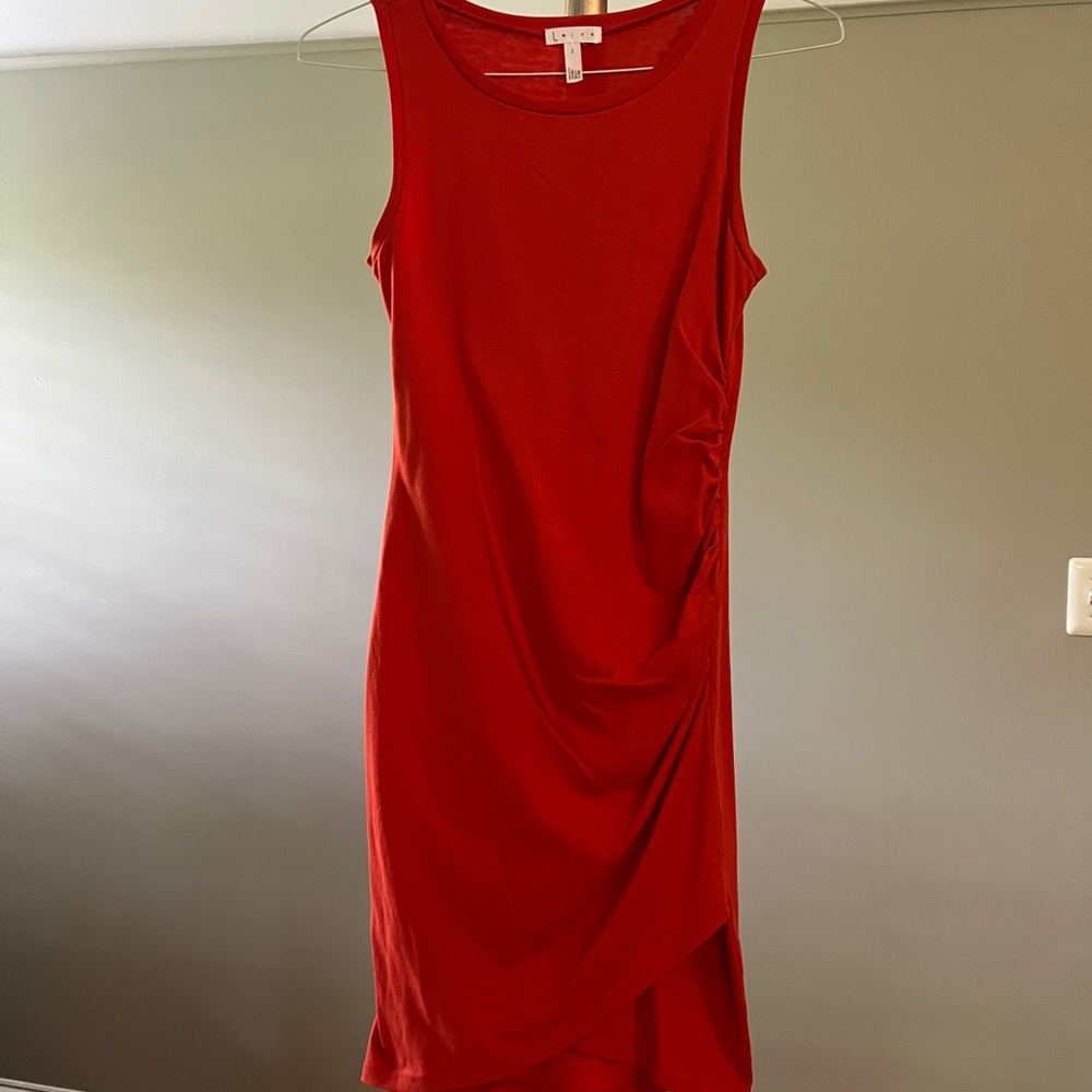 Leith Red Sleeveless Rouched Dress